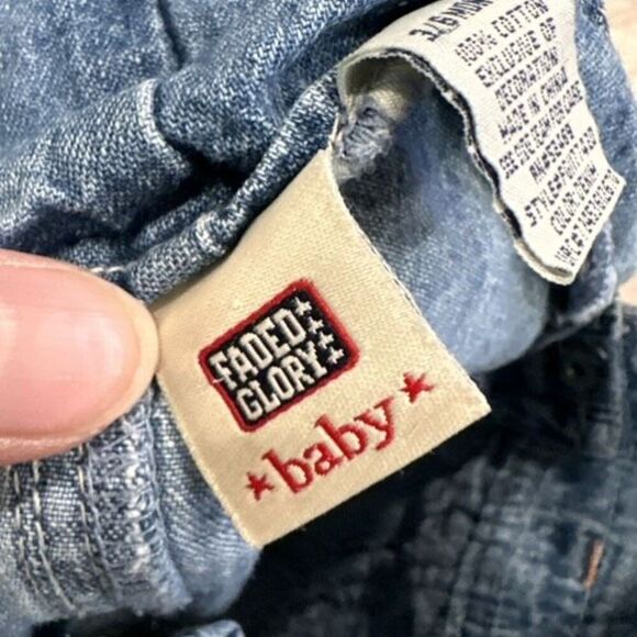 Vintage Y2K Faded Glory Infant Baby Jungle Safari Denim Overalls Size 3-6 months - Picture 5 of 6
